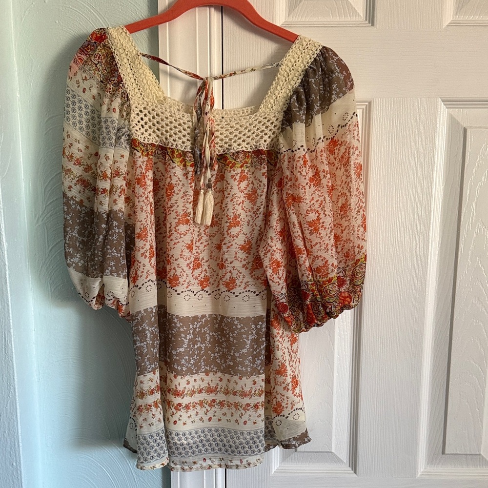 DAVI & DANI Boho Floral Patchwork Blouse - Picture 2 of 2